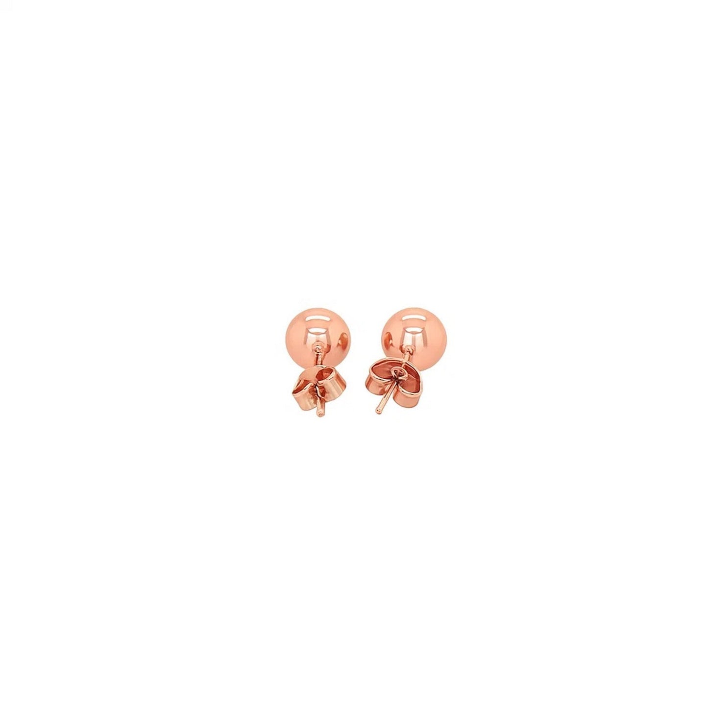 14k Rose Gold Classic Round Shape Stud Earrings (6mm)