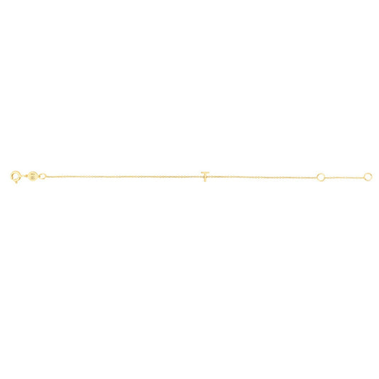 14K Yellow Gold Mini Initial T Bracelet