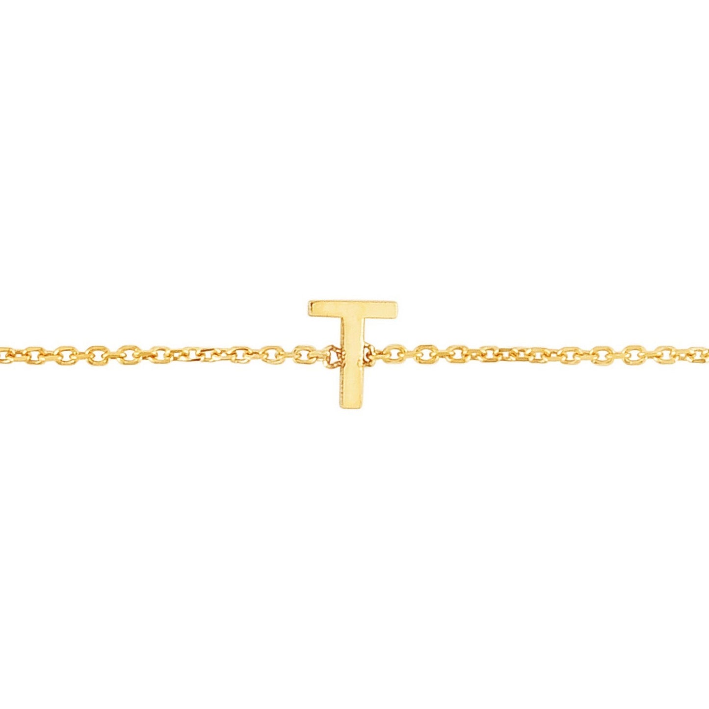 14K Yellow Gold Mini Initial T Bracelet