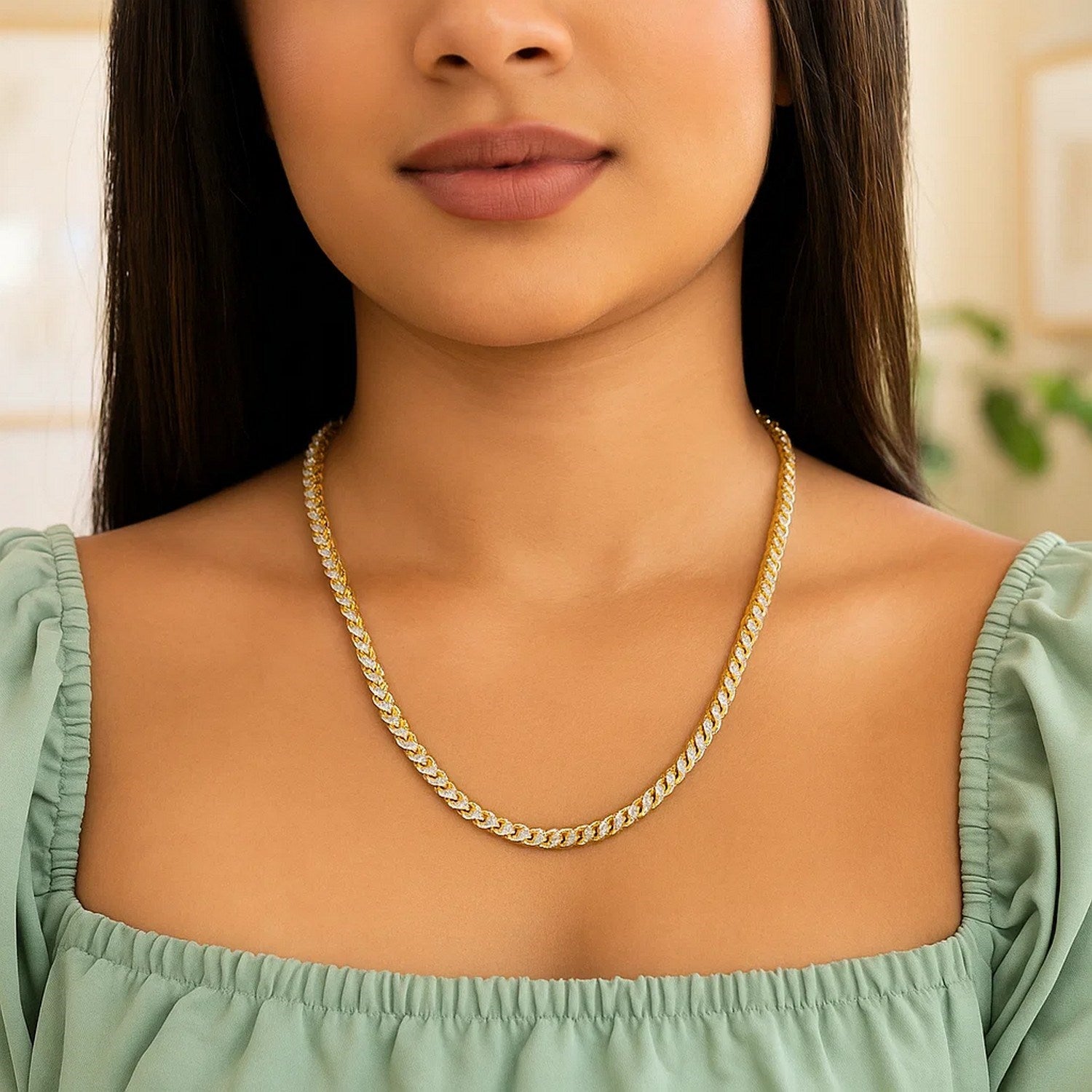 14K Yellow Gold Round Pavé Franco Chain (4.00mm)