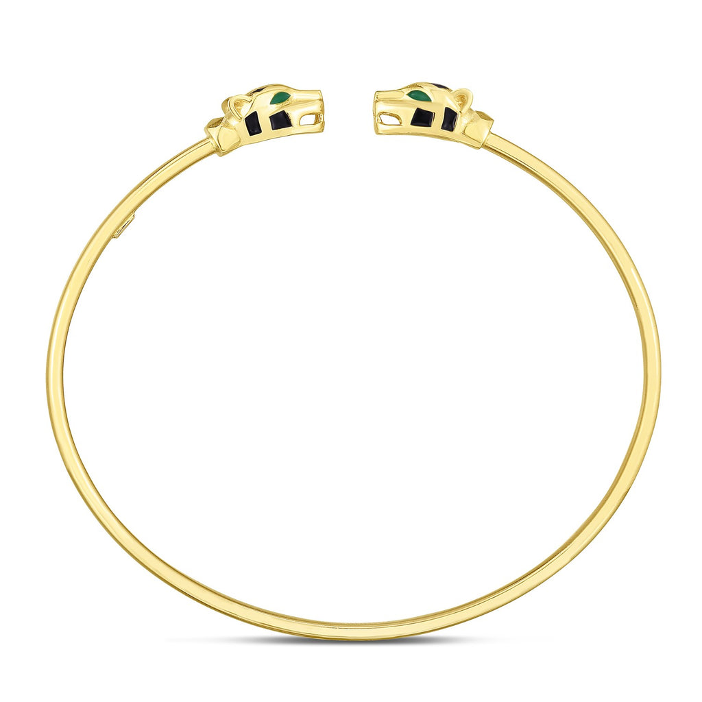 14K Yellow Gold Women's Panther Bangle – 3.00mm – 14K Gold