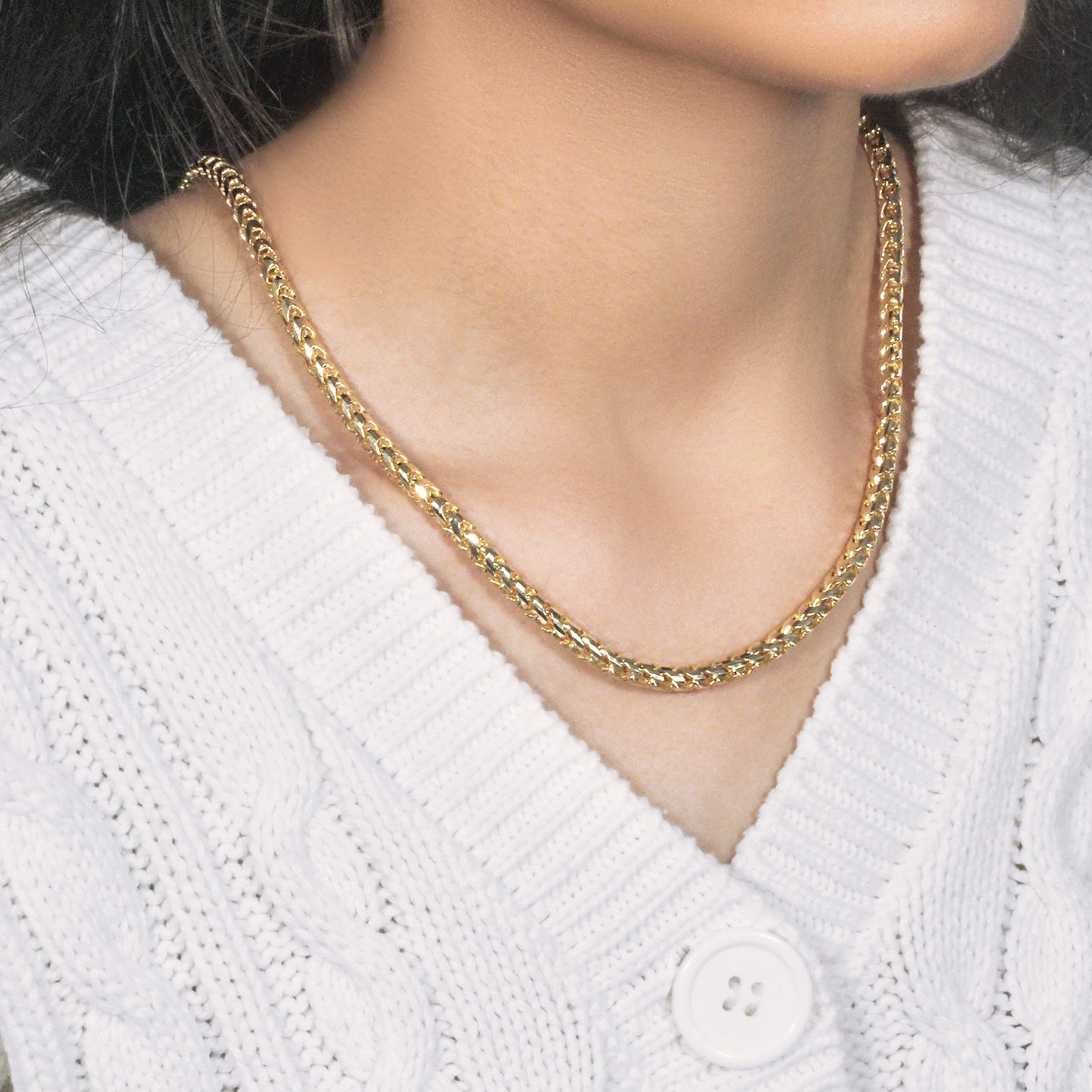 14K Yellow Gold Diamond-Cut Round Franco Chain (4.60 mm)