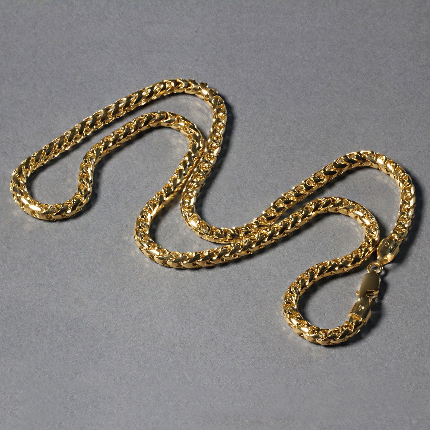 14K Yellow Gold Solid Diamond Cut Round Franco Chain (4.60mm)