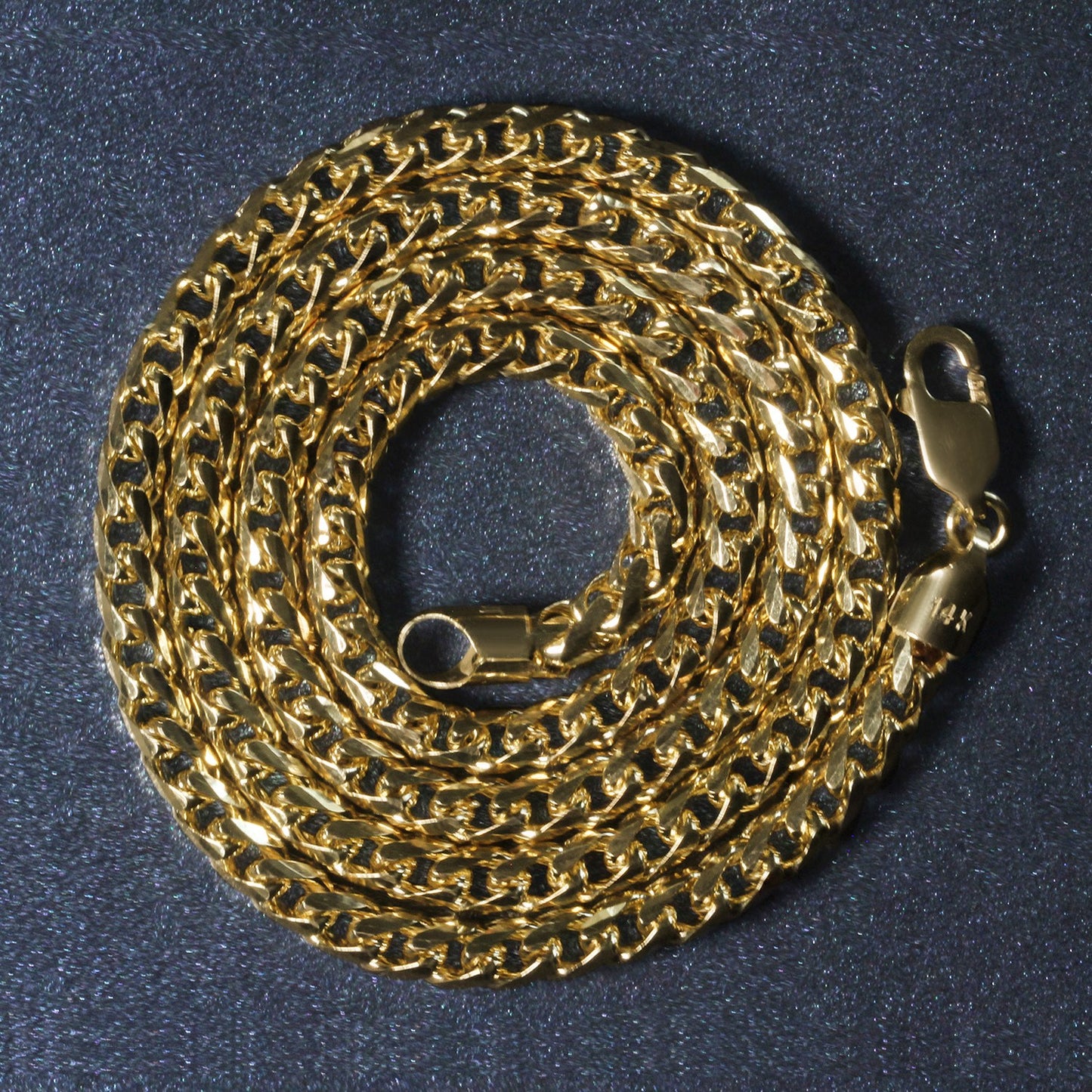 14K Yellow Gold Solid Diamond Cut Round Franco Chain (4.60mm)