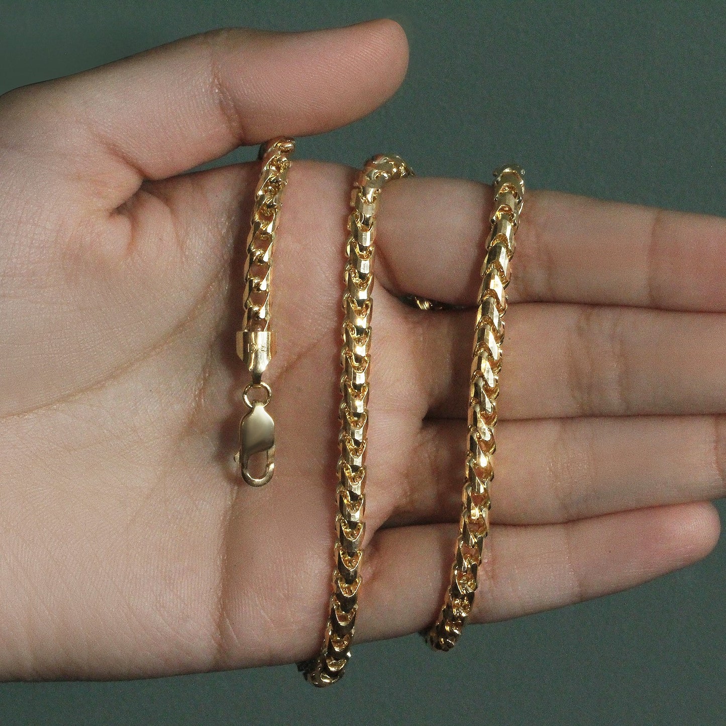 14K Yellow Gold Diamond-Cut Round Franco Chain (4.60 mm)