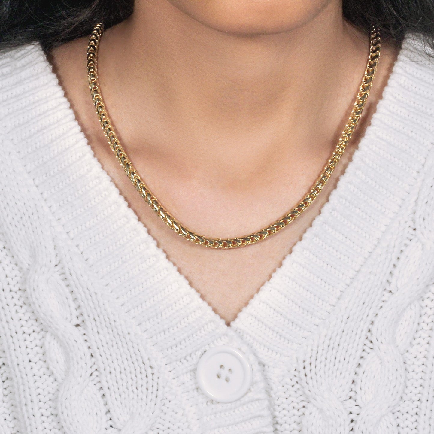 14K Yellow Gold Diamond-Cut Round Franco Chain (4.60 mm)