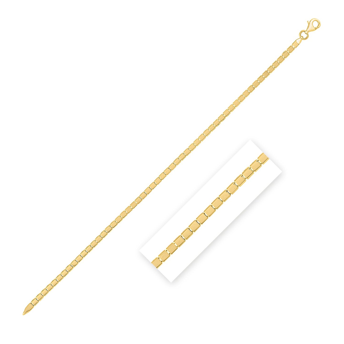 Mini Cube Chain Bracelet, 14K Yellow Gold, 2.60 mm