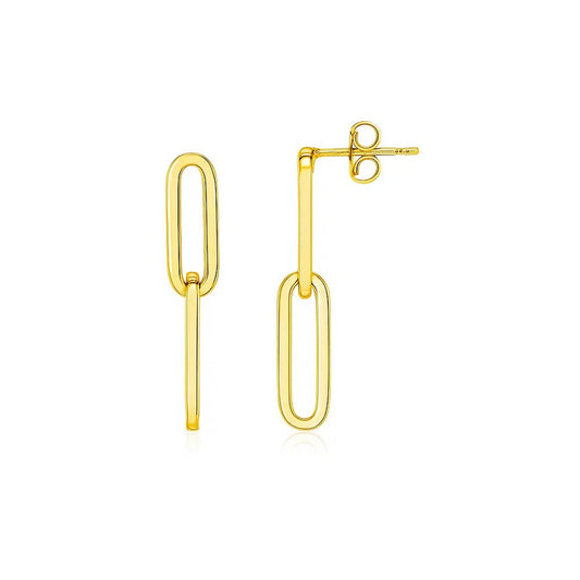 14K Yellow Gold Two-Link Paperclip Chain Earrings