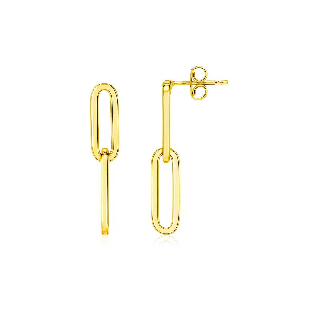 14K Yellow Gold Women's Paperclip Chain Earrings – 32mm – 14K Gold