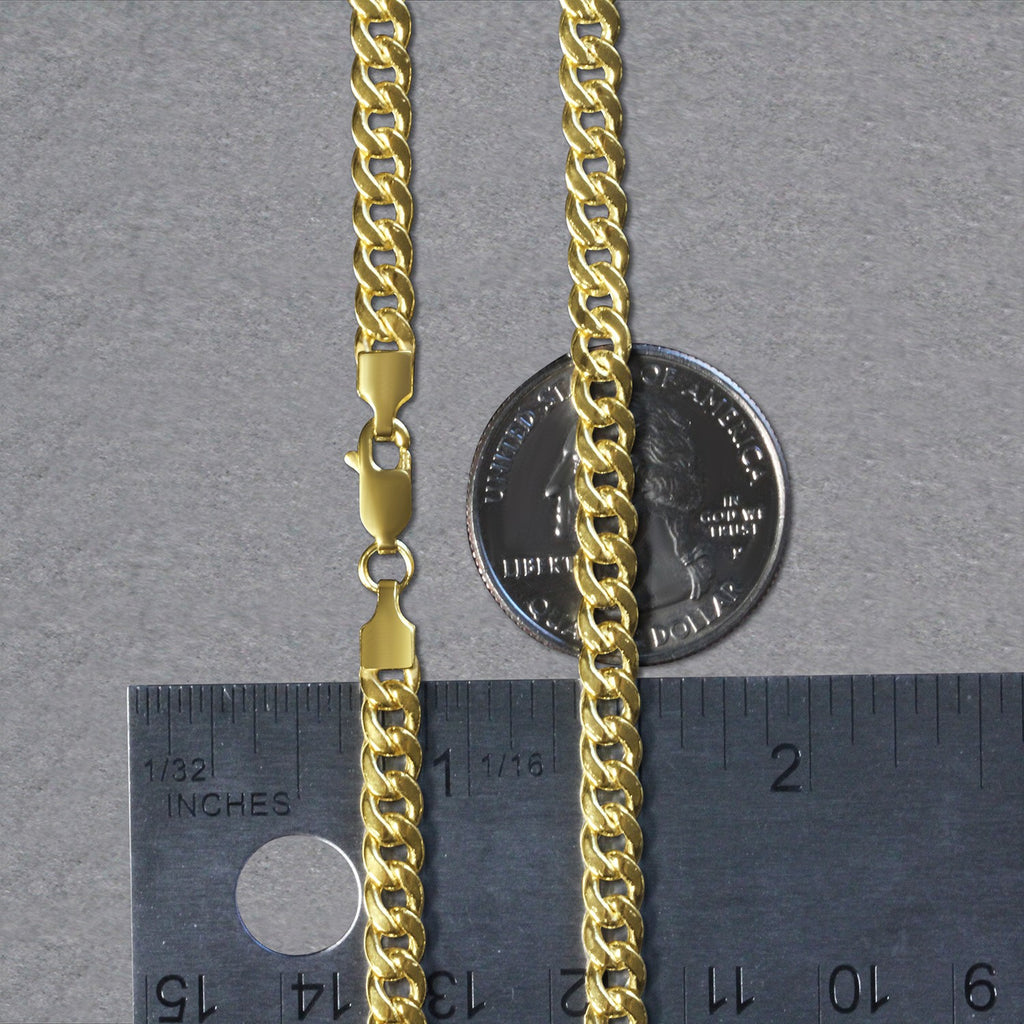 10K Yellow Gold Miami Cuban Semi Solid Chain (4.50mm)