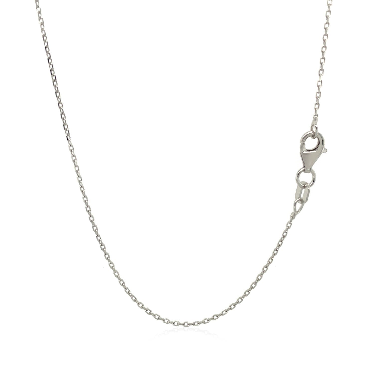 18K White Gold Diamond Cut Cable Link Chain (0.80mm)