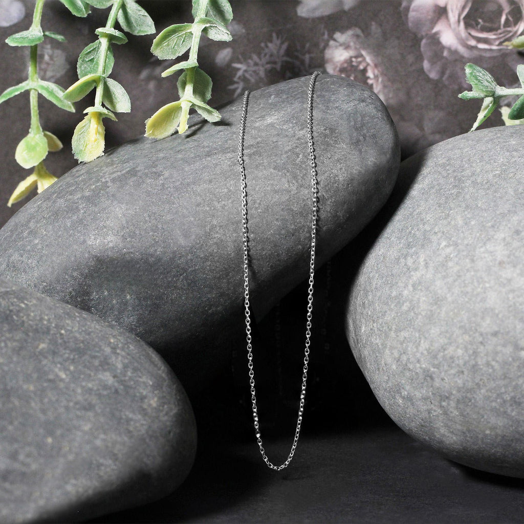 18K White Gold Diamond Cut Cable Link Chain (0.80mm)
