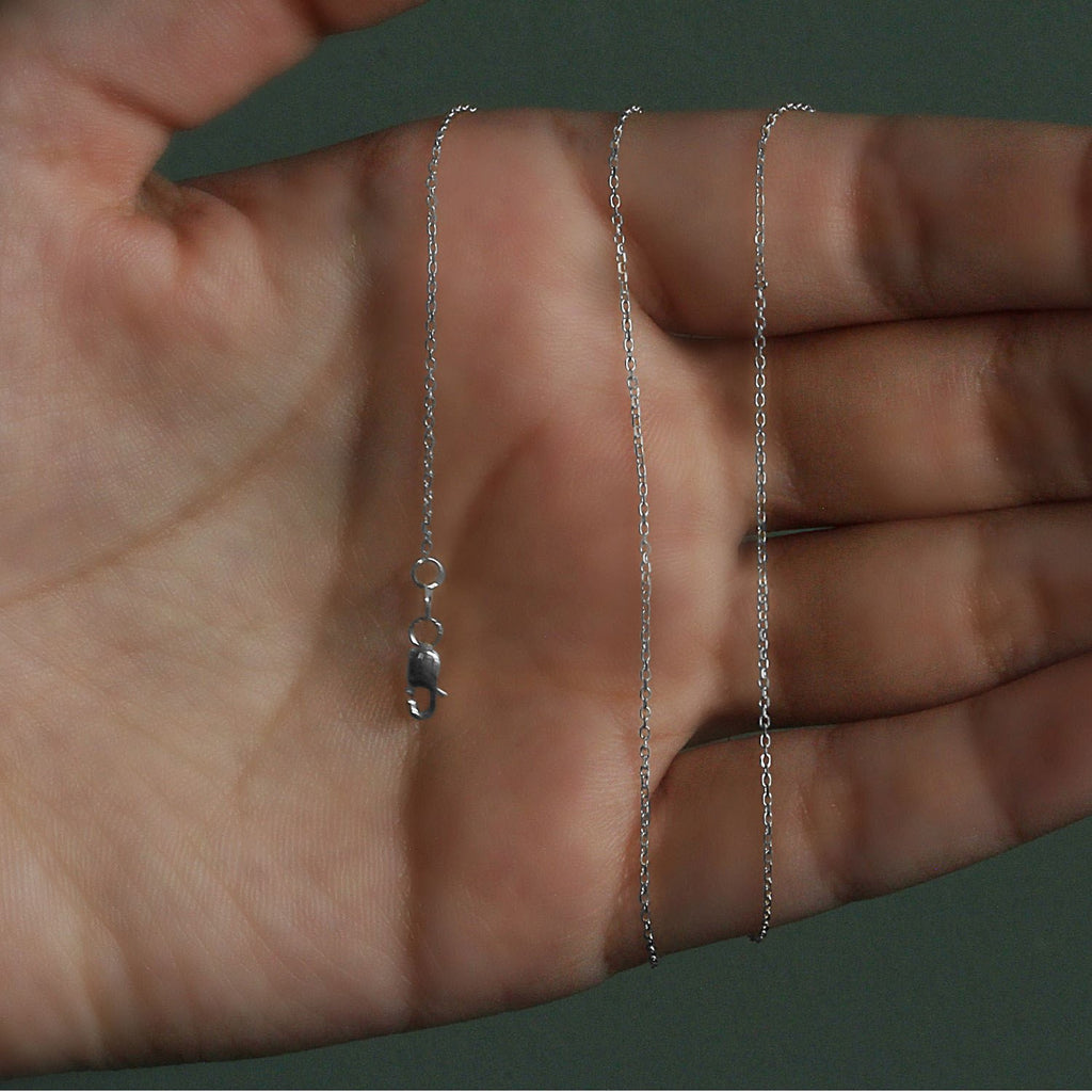 18K White Gold Diamond Cut Cable Link Chain (0.80mm)