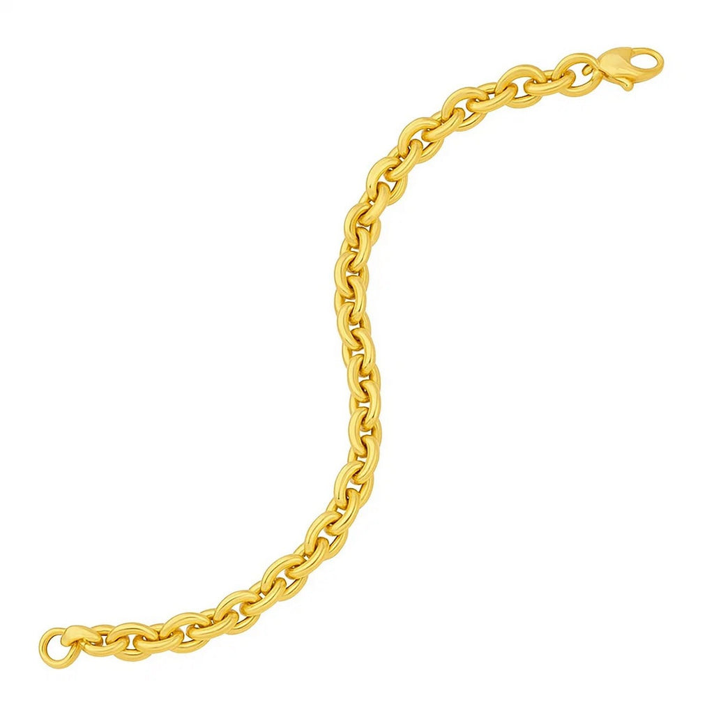 14K Yellow Gold Mirror Rolo Link Chain Bracelet (7.30mm)