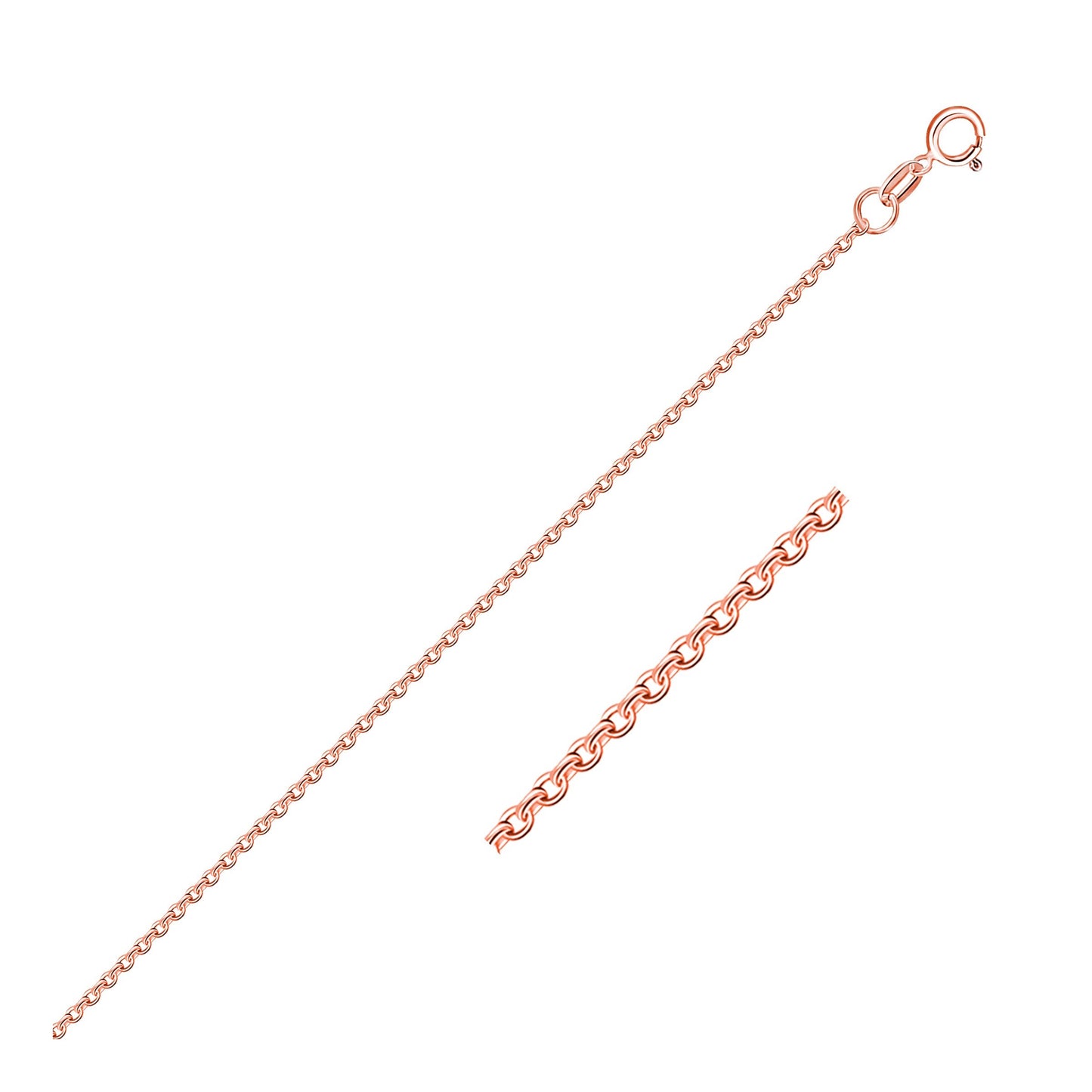 18K Rose Gold Diamond Cut Cable Link Chain (1.10mm)
