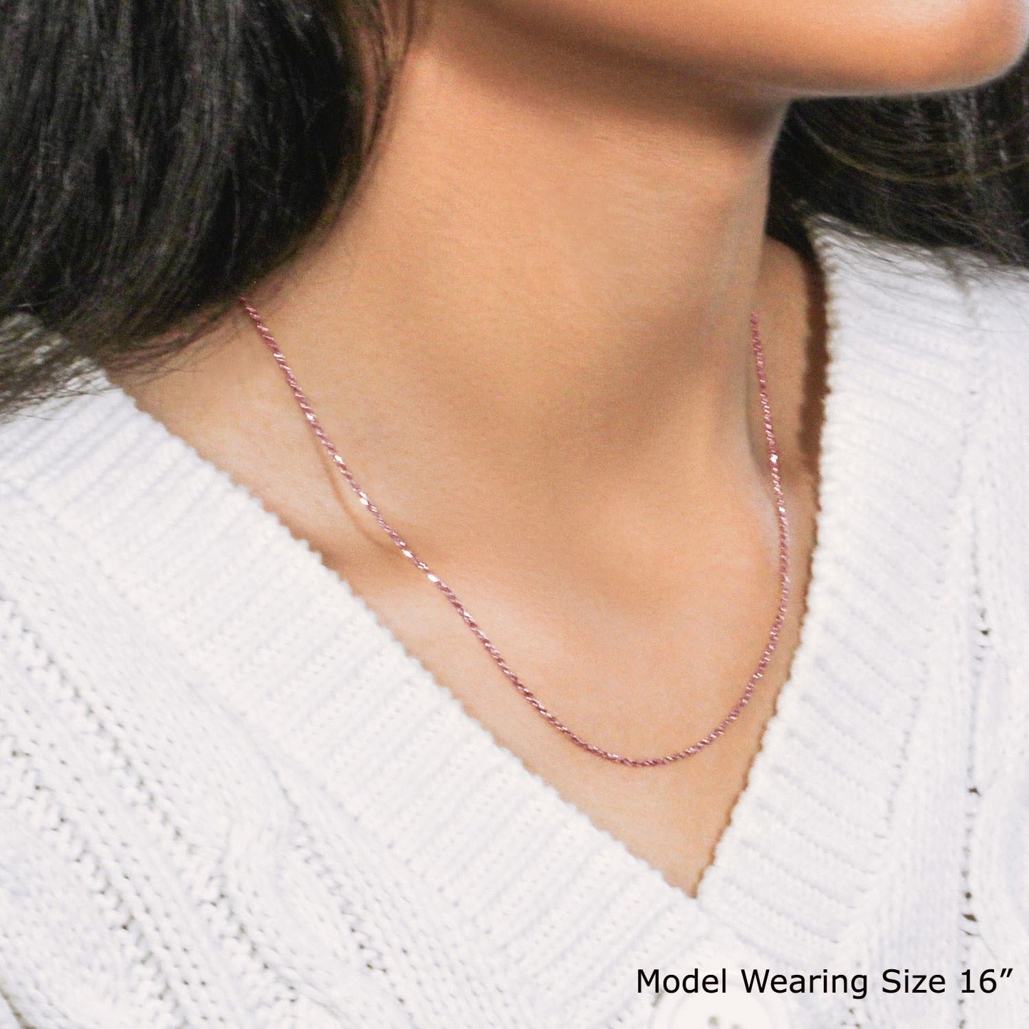 18K Rose Gold Diamond Cut Cable Link Chain (1.10mm)