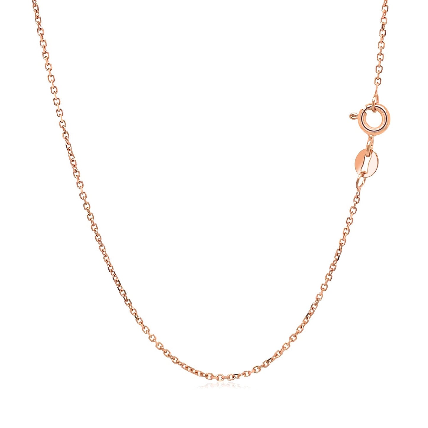 18K Rose Gold Diamond Cut Cable Link Chain (1.10mm)