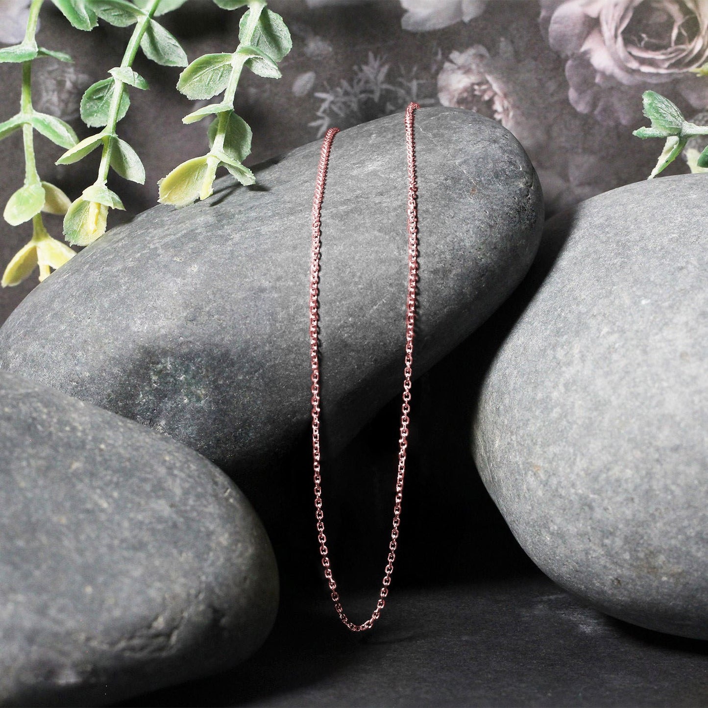 18K Rose Gold Diamond Cut Cable Link Chain (1.10mm)