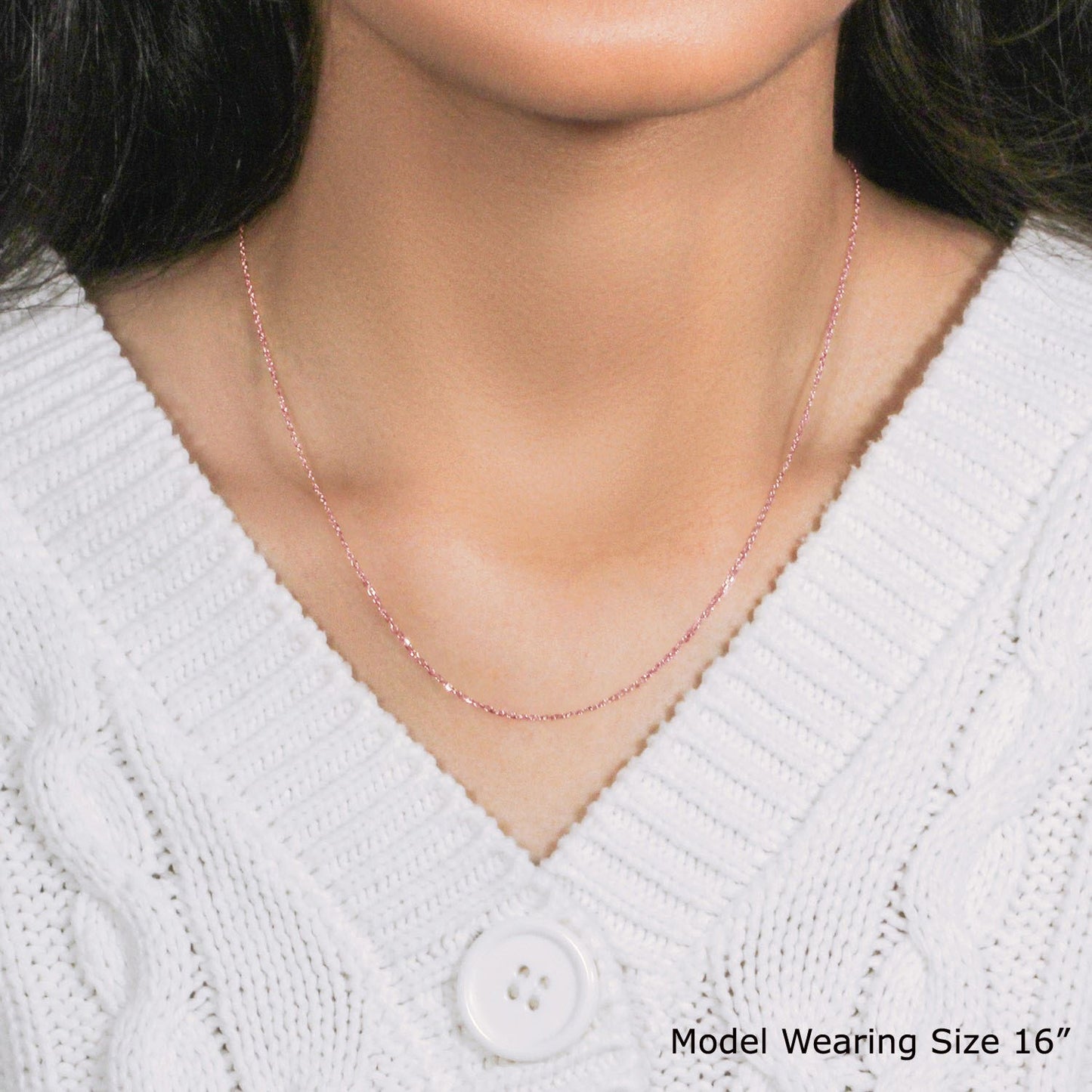 18K Rose Gold Diamond Cut Cable Link Chain (1.10mm)