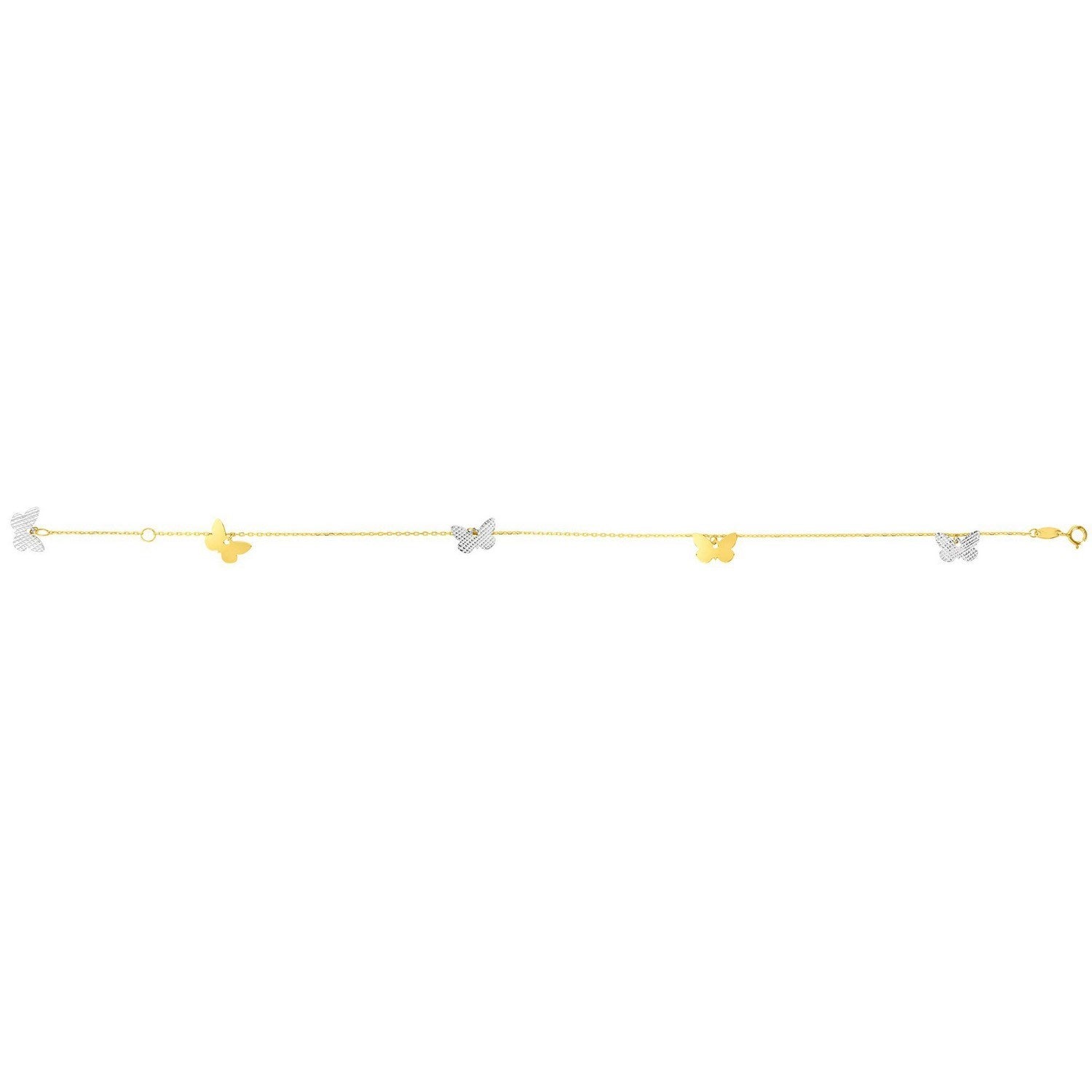 14k Two Tone Gold Anklet with Butterflies