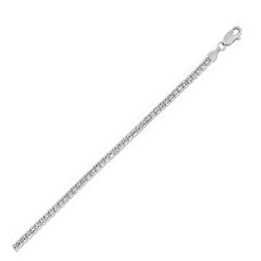 14K White Gold Ice Barrel Chain Bracelet (3.14 mm)