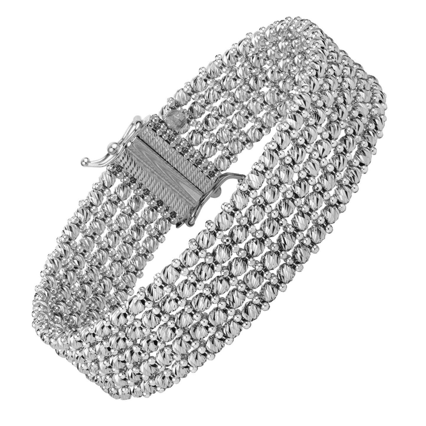 14K White Gold Diamond-Cut Red Carpet Bracelet (14.10 mm)