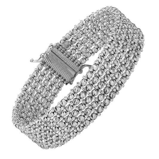 14K White Gold Diamond-Cut Red Carpet Bracelet (14.10 mm)