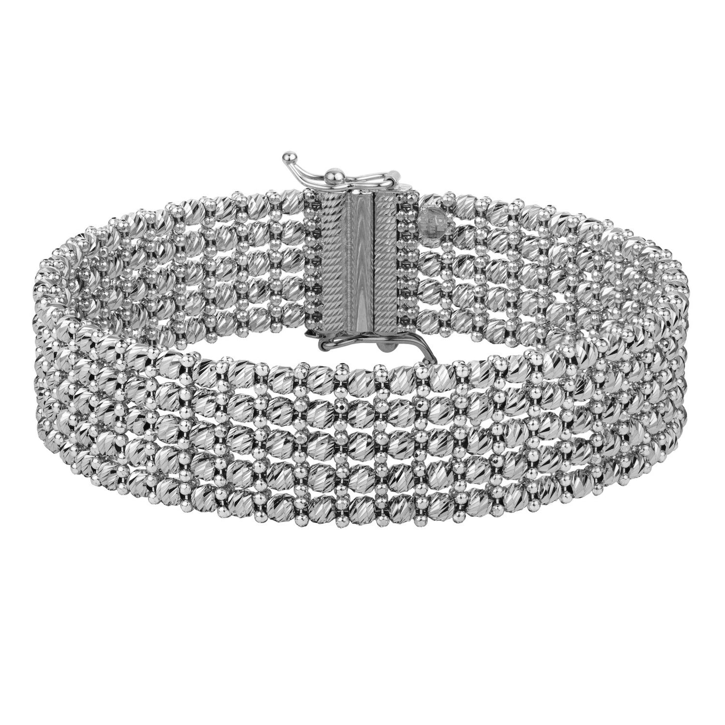 14K White Gold Diamond-Cut Red Carpet Bracelet (14.10 mm)