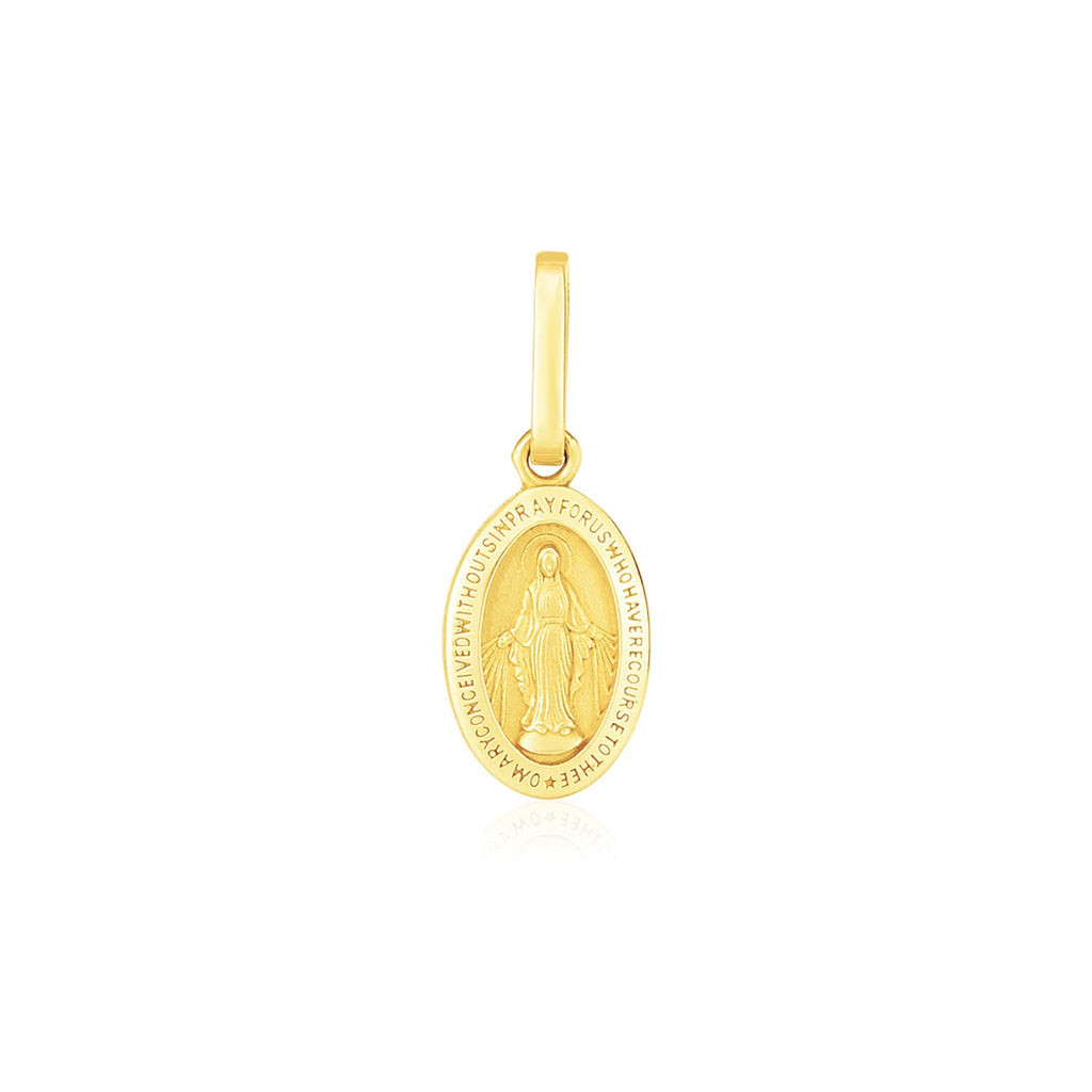 14K Yellow Gold Oval Religious Medal Pendant