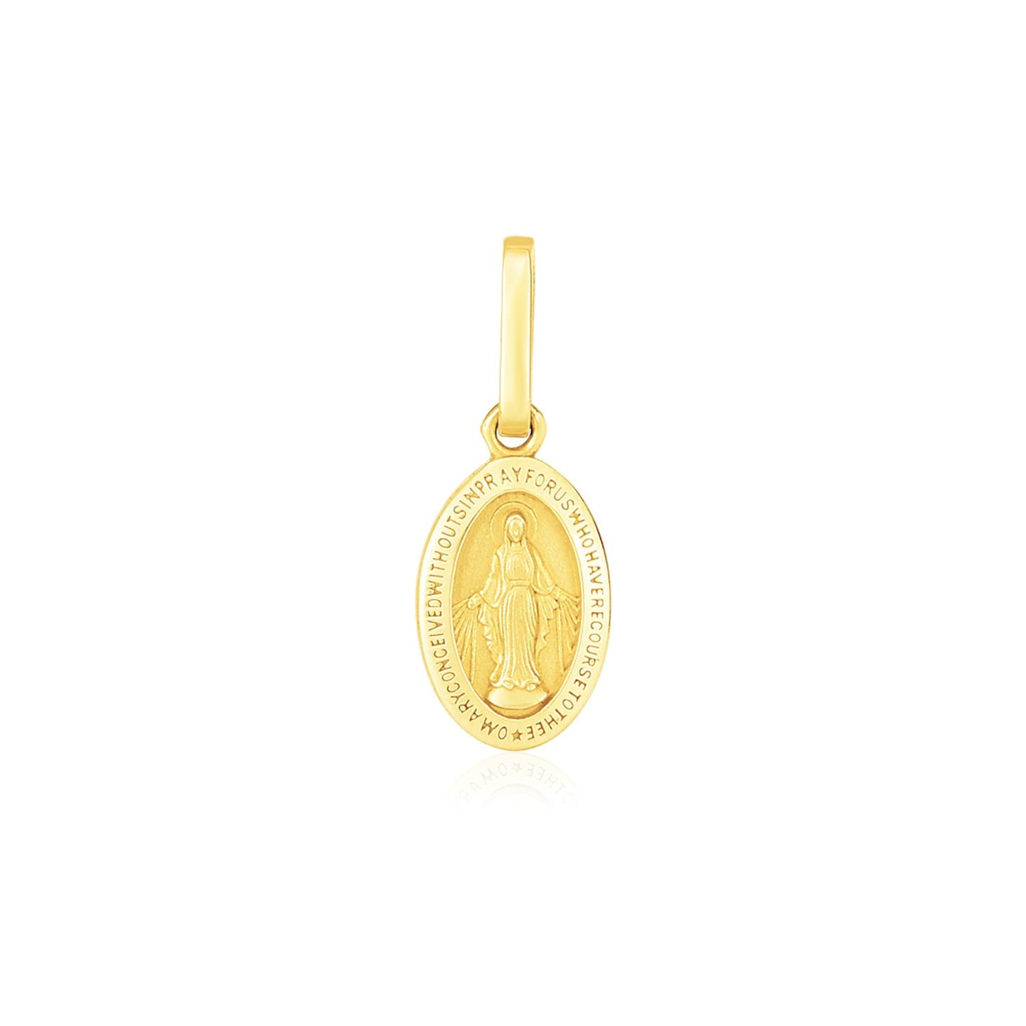 14K Yellow Gold Oval Religious Medal Pendant