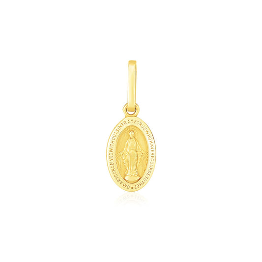 14K Yellow Gold Oval Religious Medal Pendant