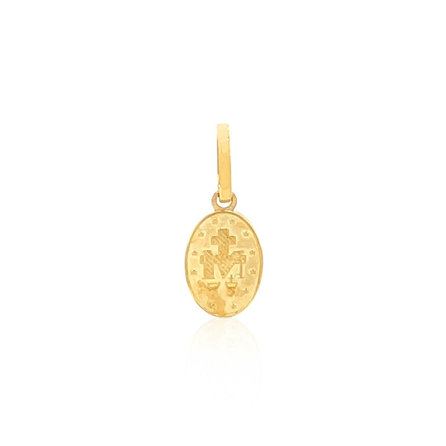 14K Yellow Gold Oval Religious Medal Pendant