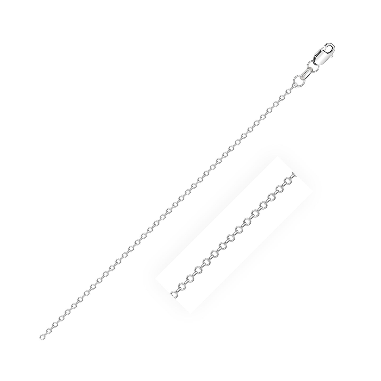 10K White Gold Diamond Cut Cable Link Chain (0.87mm)