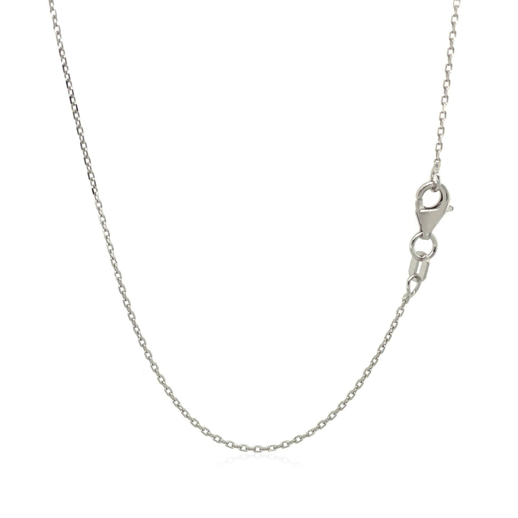 10K White Gold Diamond Cut Cable Link Chain (0.87mm)