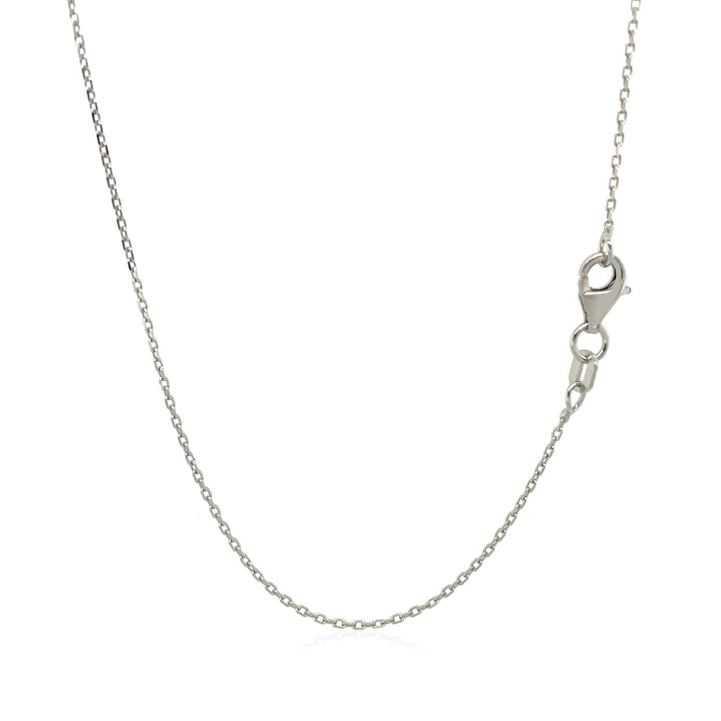 10K White Gold Diamond Cut Cable Link Chain (0.87mm)