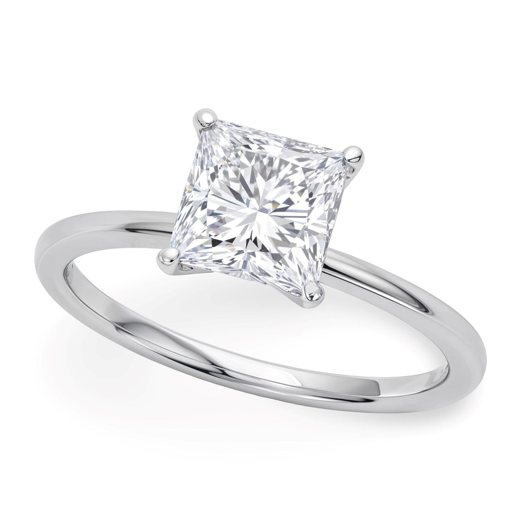 14K White Gold 1.50 Ct Princess Cut Lab Grown Diamond Solitaire Ring (IGI Certified)
