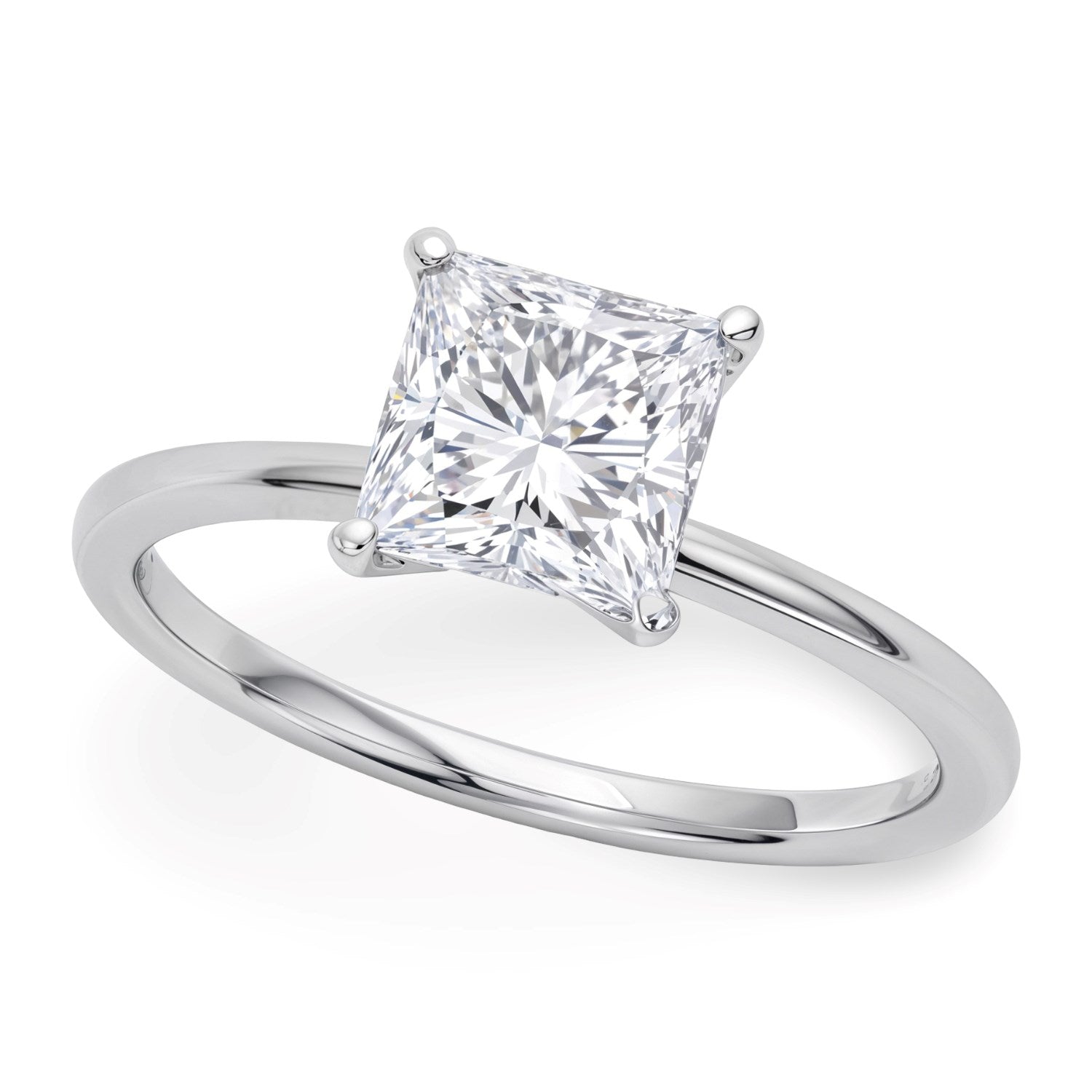 14K White Gold 1.50 Ct Princess Cut Lab Grown Diamond Solitaire Ring (IGI Certified)