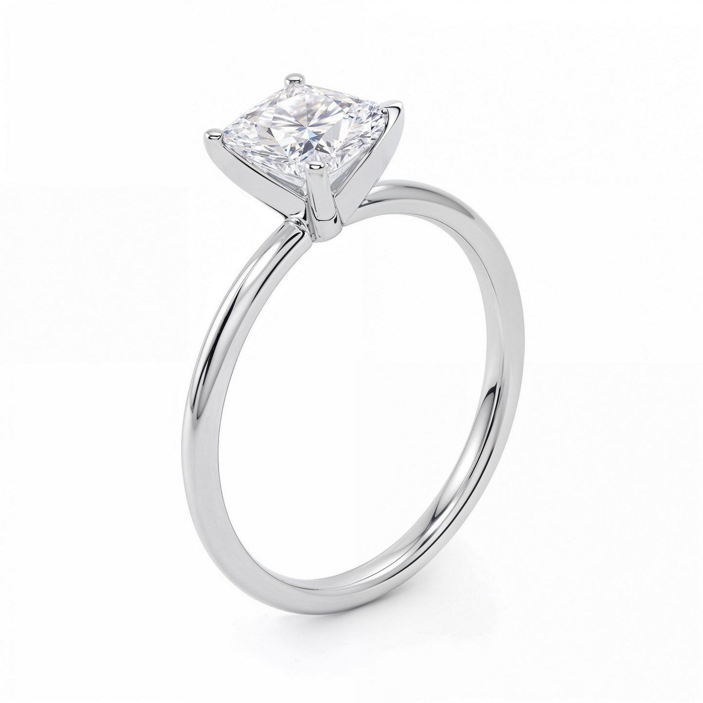 14K White Gold 1.50 Ct Princess Cut Lab Grown Diamond Solitaire Ring (IGI Certified)