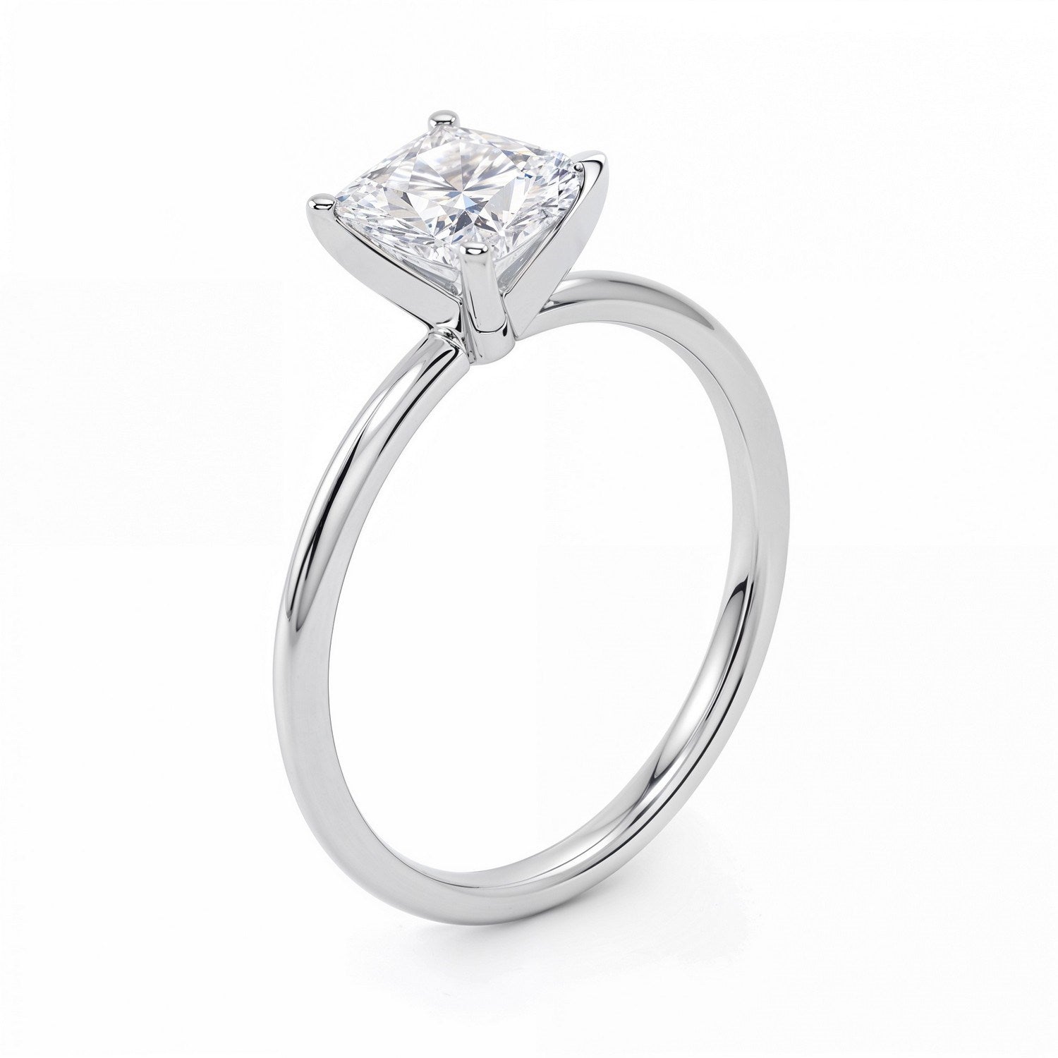 14K White Gold 1.50 Ct Princess Cut Lab Grown Diamond Solitaire Ring (IGI Certified)