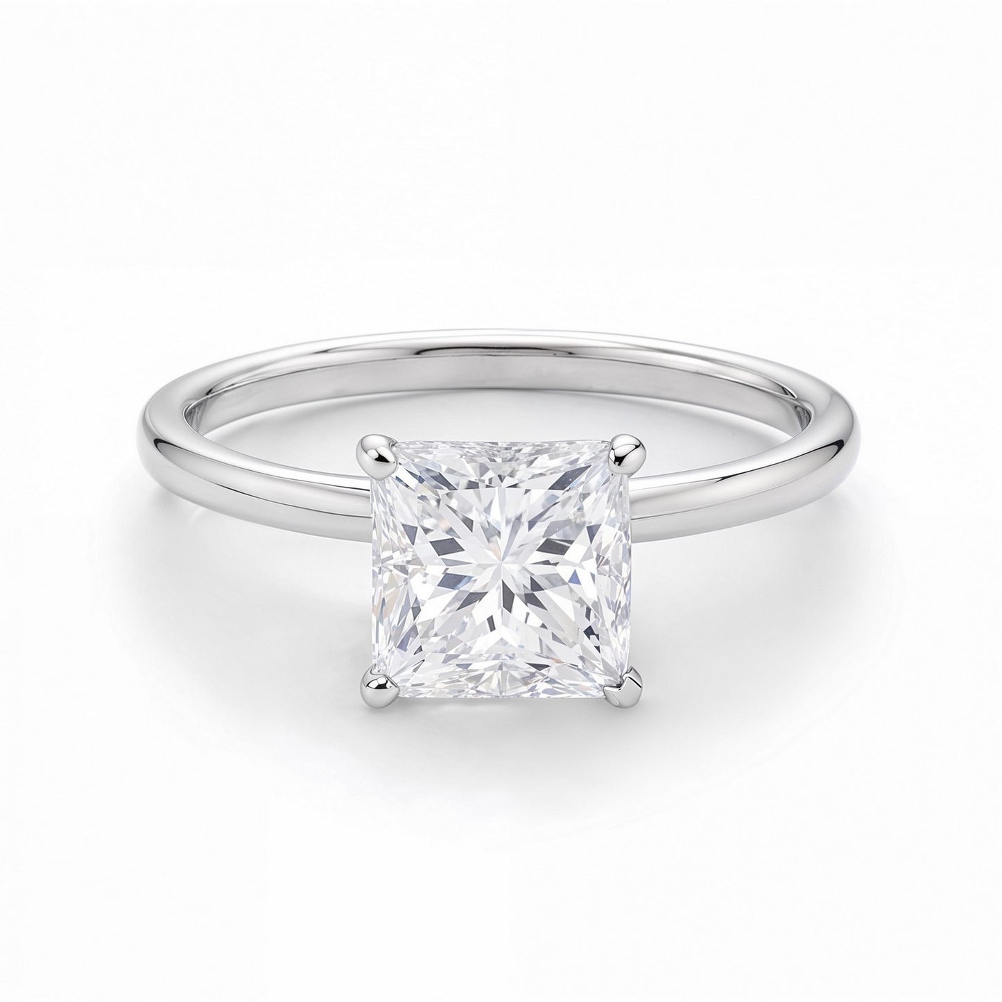 14K White Gold 1.50 Ct Princess Cut Lab Grown Diamond Solitaire Ring (IGI Certified)
