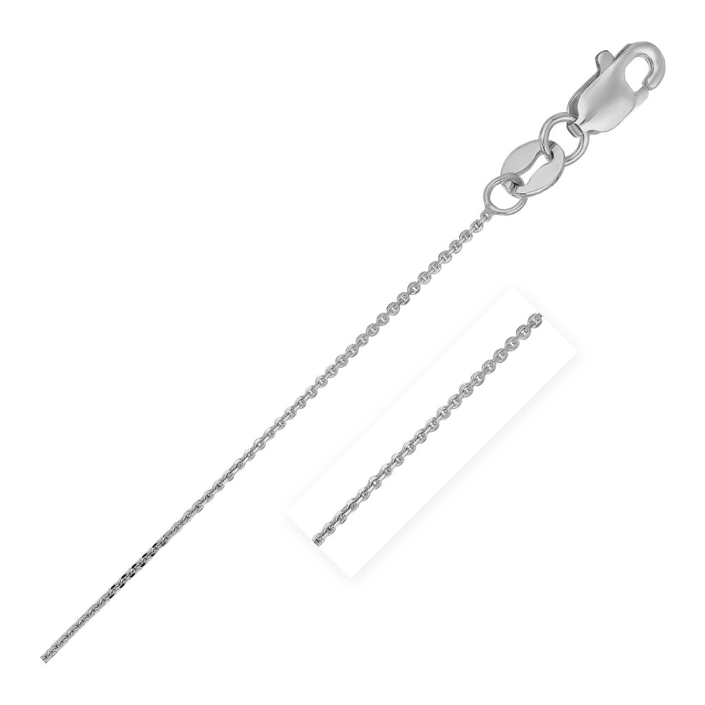 14K White Gold Cable Link Chain Necklace (0.50 mm) – 18"