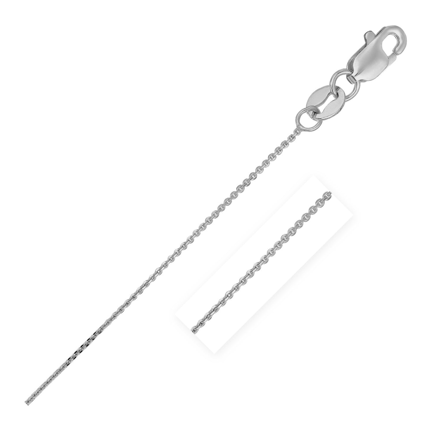 14K White Gold Cable Link Chain Necklace (0.50 mm) – 18"