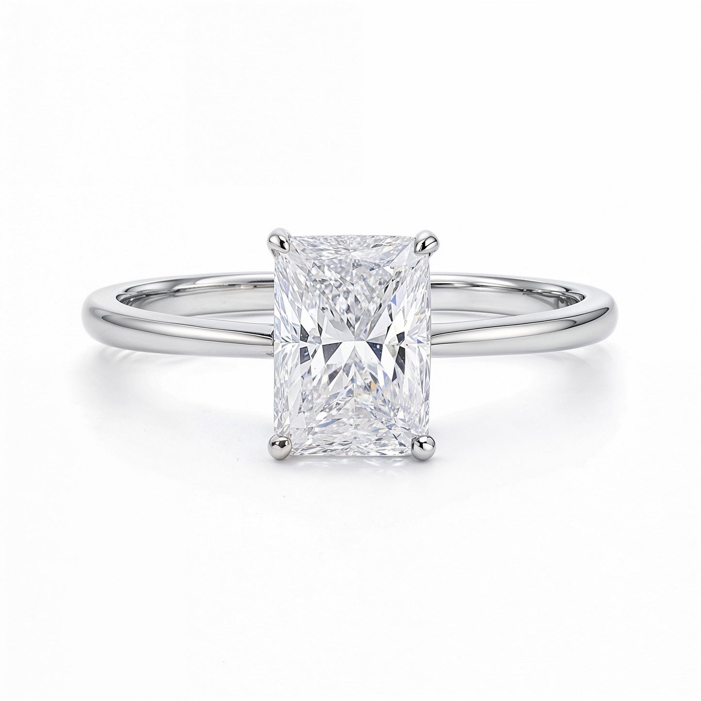 2 Carat Radiant Lab Grown Diamond Solitaire Ring – IGI Certified G/VS1 in 10K White Gold