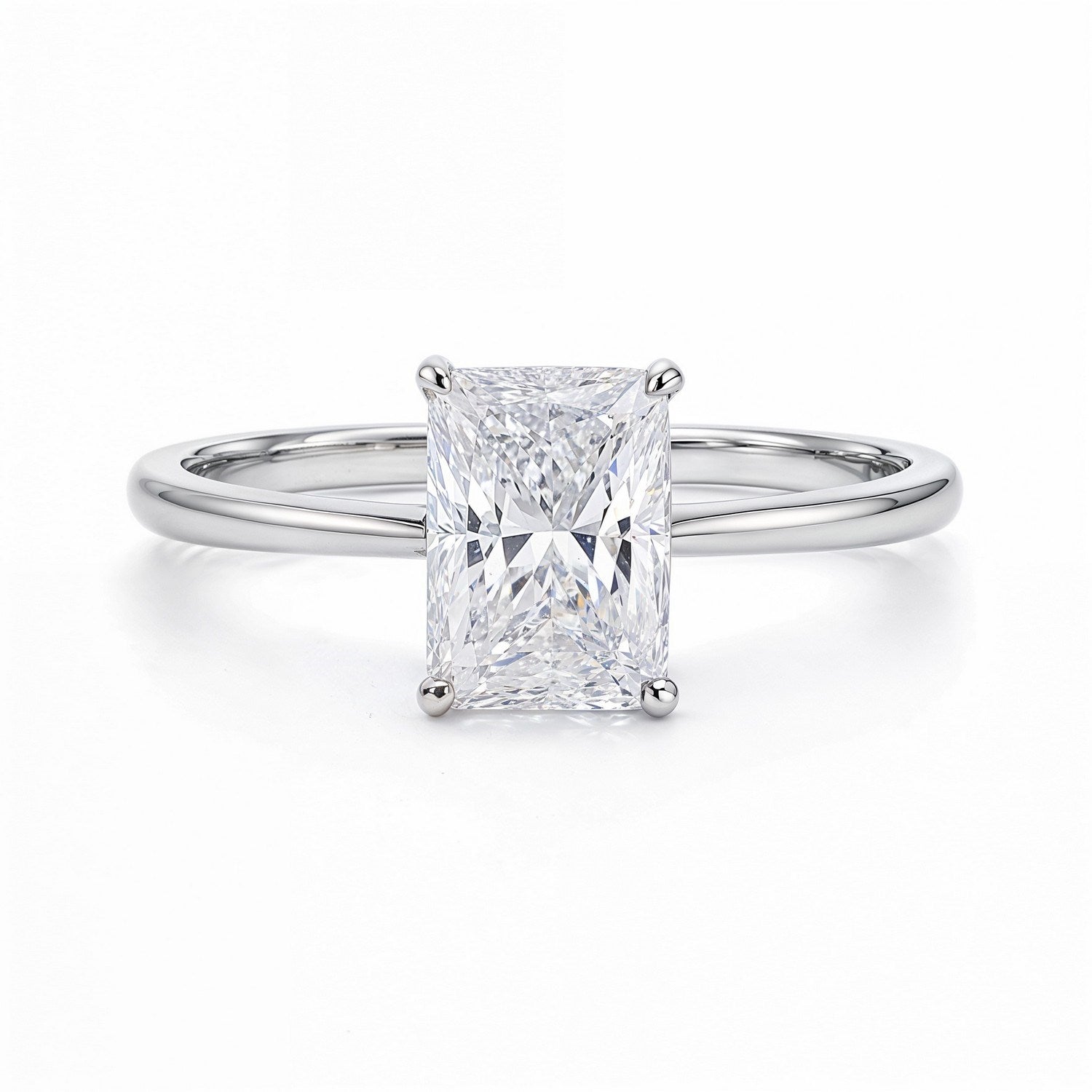 2 Carat Radiant Lab Grown Diamond Solitaire Ring – IGI Certified G/VS1 in 10K White Gold