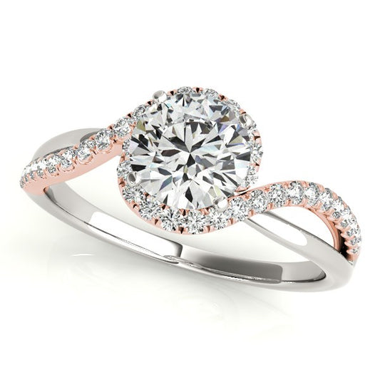 14K White & Rose Gold Bypass Band Diamond Engagement Ring – 1 1/8 cttw