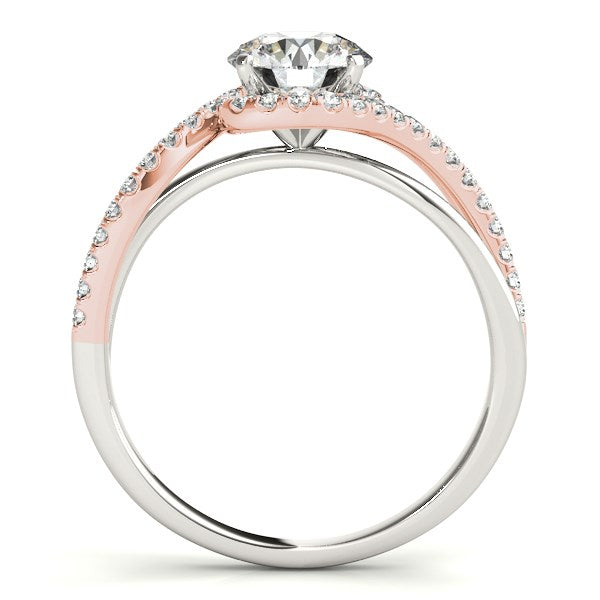14K White & Rose Gold Bypass Band Diamond Engagement Ring – 1 1/8 cttw