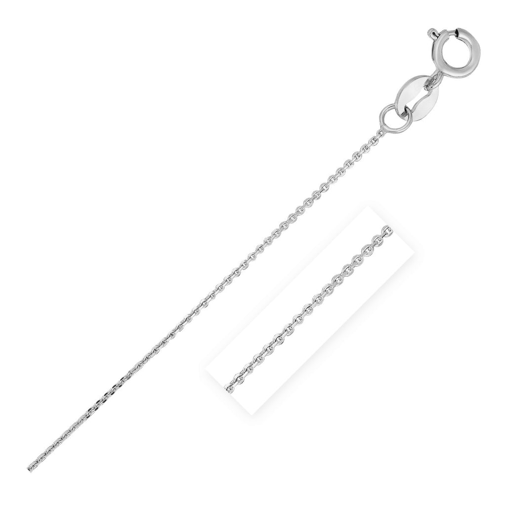 14K White Gold Diamond Cut Cable Link Chain (0.68mm)