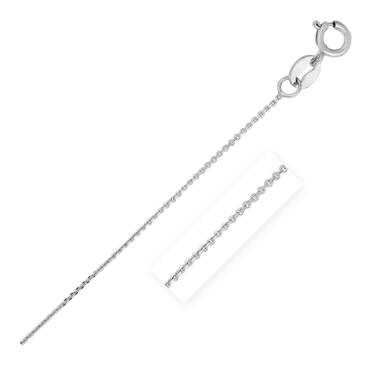 14K White Gold Diamond Cut Cable Link Chain (0.68mm)