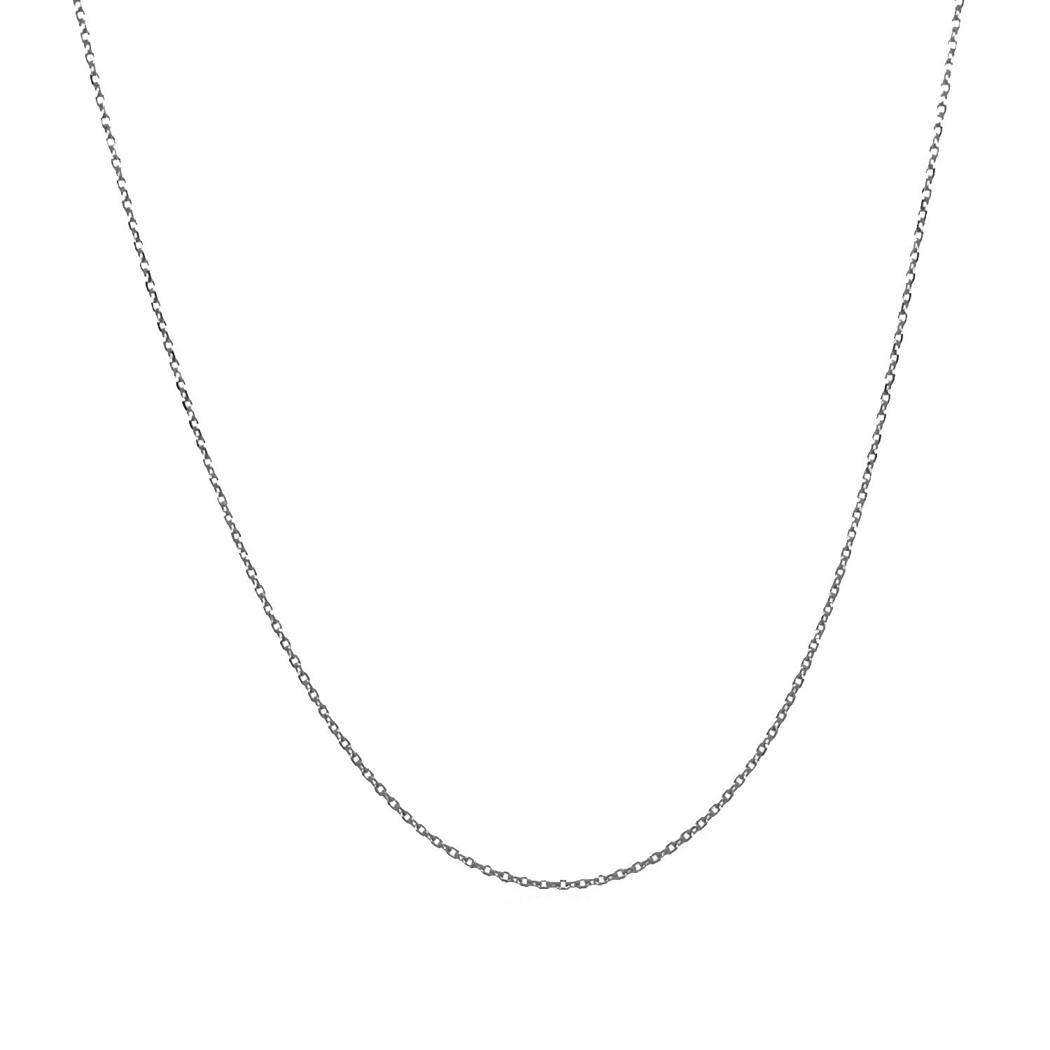 14K White Gold Diamond Cut Cable Link Chain (0.68mm)