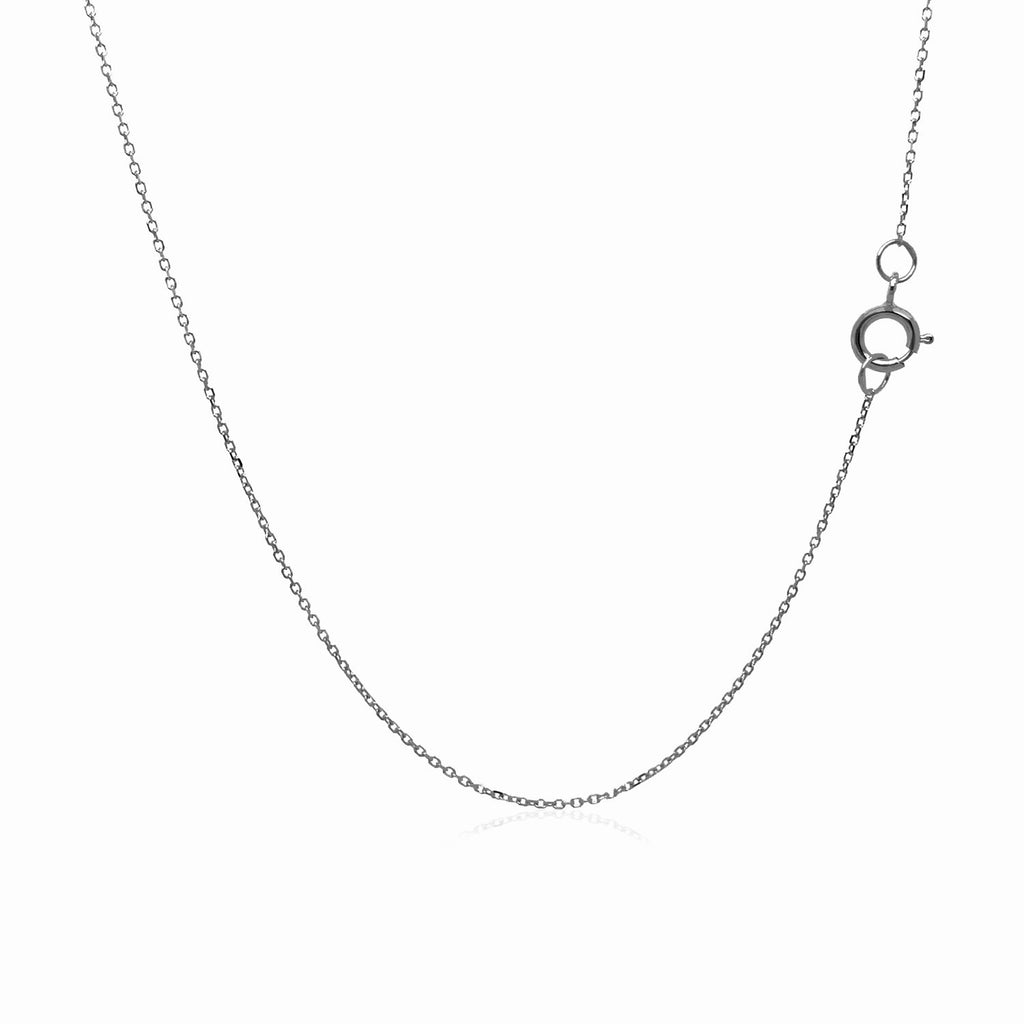 14K White Gold Diamond Cut Cable Link Chain (0.68mm)